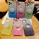 For OPPO F9/F9 Pro/A7X/F11 Pro/A8/A31 Phone Case Gradient Color Glitter Powder Phone Cover with Airbag Bracket black