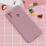 For Samsung A01/ A11/A21/A41/A51/A71/A81/A91 Mobile Phone Case Lovely Candy Color Matte TPU Anti-scratch Non-slip Protective Cover Back Case 11 lotus root pink