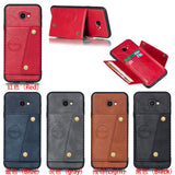 For Samsung J4 PLUS PU Protective Phone Back Case with Card Slot Bracket black
