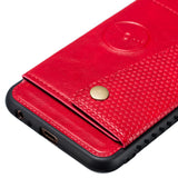 For Samsung J4 PLUS PU Protective Phone Back Case with Card Slot Bracket black