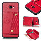 For Samsung J4 PLUS PU Protective Phone Back Case with Card Slot Bracket black