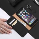 DUX DUCIS For iPhone 6/6s Luxury Genuine Leather Magnetic Flip Cover Full Protective Case with Bracket Card Slot Khaki
