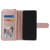 For Samsung A10/A20/A30/A50/A30S/A50S Pu Leather  Mobile Phone Cover Zipper Card Bag + Wrist Strap Rose gold