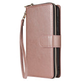 For Samsung A10/A20/A30/A50/A30S/A50S Pu Leather  Mobile Phone Cover Zipper Card Bag + Wrist Strap Rose gold