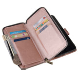 For Samsung A10/A20/A30/A50/A30S/A50S Pu Leather  Mobile Phone Cover Zipper Card Bag + Wrist Strap Rose gold