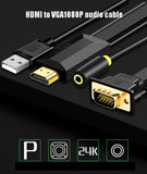 HDMI to VGA Cable HDMI To VGA Audio Synchronization Notebook Set-Top Box Connected Monitor Cable 1m
