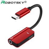 USB C Cable 2 in 1 Type-C 3.5mm Jack Audio Converter Headphone Adapter Cable for Huawei mate 10 P20 pro Xiaomi Mi 6 8 black