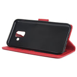 For Samsung J6 plus Flip-type Leather Protective Phone Case with 3 Card Position Buckle Design Phone Cover  red