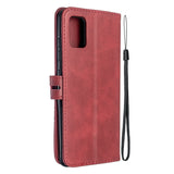For Samsung A51/A71/M30S Case Soft Leather Cover with Denim Texture Precise Cutouts Wallet Design Buckle Closure Smartphone Shell  red