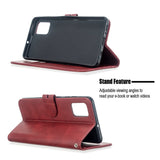 For Samsung A51/A71/M30S Case Soft Leather Cover with Denim Texture Precise Cutouts Wallet Design Buckle Closure Smartphone Shell  red