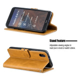 For Redmi 7A Denim Pattern Solid Color Flip Wallet PU Leather Protective Phone Case with Buckle & Bracket yellow