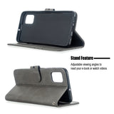 For Samsung A51/A71/M30S Case Soft Leather Cover with Denim Texture Precise Cutouts Wallet Design Buckle Closure Smartphone Shell  gray