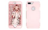 For iPhone 7 plus PC+ Silicone 2 in 1 Hit Color Tri-proof Shockproof Dustproof Anti-fall Protective Cover Back Case Rose gold