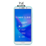For HUAWEI Y5 2018 3D Cute Coloured Painted Animal TPU Anti-scratch Non-slip Protective Cover Back Case Light blue