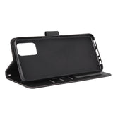 For OPPO A52/A72/A92 PU Leather Protective Phone Case with 3 Cards Slots Bracket black