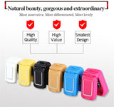 Mini Flip Mobile Phone 0.66"" Smallest Cell Phone Wireless Bluetooth FM Magic Voice Handsfree Earphone for Kids white