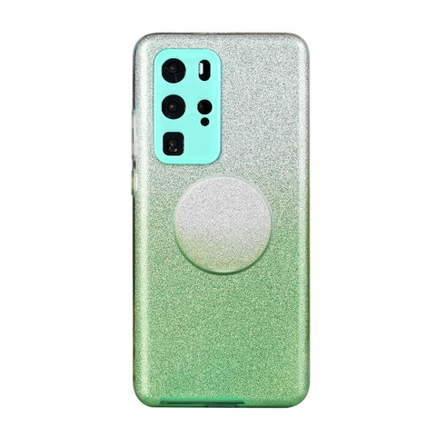 for HUAWEI P20 LITE/P30 LITE/P40 LITE/Nova6SE/Nova 7i Phone Case Gradient Color Glitter Powder Phone Cover with Airbag Bracket green