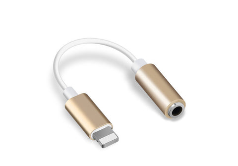 Music Headphone Adapter for iPhone 7 8 X AUX Adapter for Apple Interface Female to 3.5mm Male Adapters Headphone Jack Cable Metal plate gold