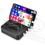 Dual PD QC3.0 4 Port USB 2.4A Desktop Multi-Function Charging Station Dock Intelligent Smart Charger - US Plug