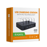 Dual PD QC3.0 4 Port USB 2.4A Desktop Multi-Function Charging Station Dock Intelligent Smart Charger - US Plug