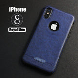 Luxury Textured Back Cover Flexible Soft Shockproof Full Protection Cases for iPhone X Royal blue