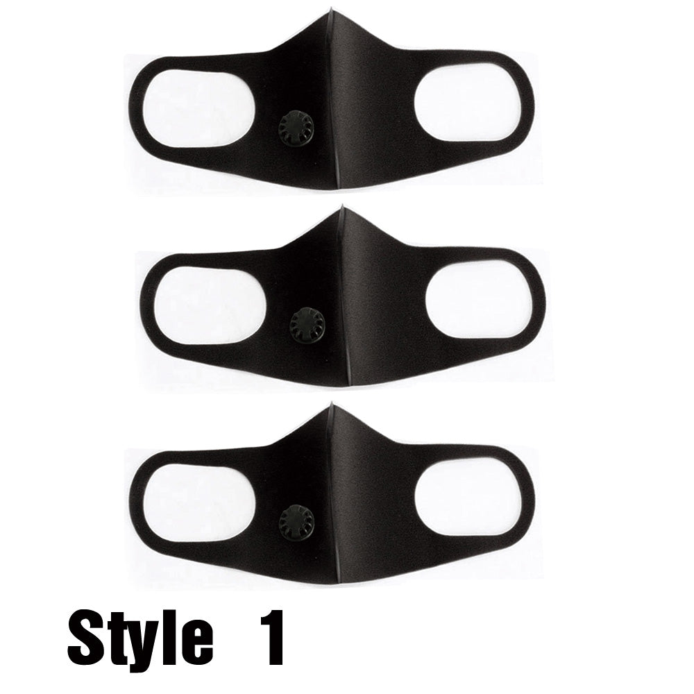 Sponge Protective Mask with Breathing Valve Outdoor Cycling Breathable Dustproof Windproof Washable Mask 3PCs