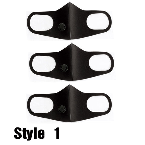 Sponge Protective Mask with Breathing Valve Outdoor Cycling Breathable Dustproof Windproof Washable Mask 3PCs