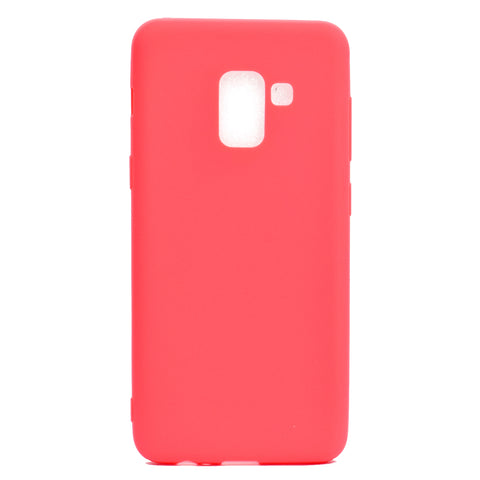 for Samsung A8 2018 Lovely Candy Color Matte TPU Anti-scratch Non-slip Protective Cover Back Case red