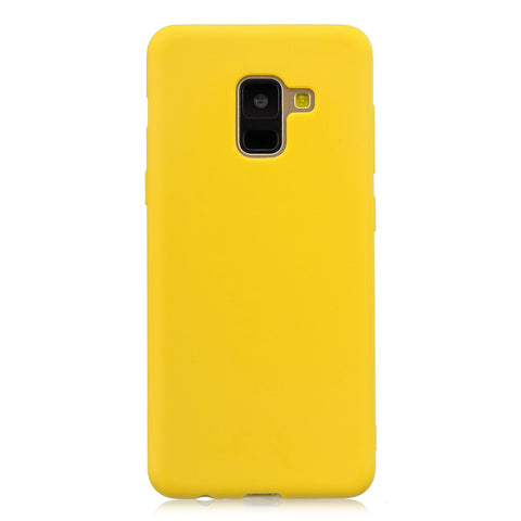 for Samsung A8 2018 Lovely Candy Color Matte TPU Anti-scratch Non-slip Protective Cover Back Case yellow