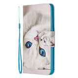 For Redmi Note 8/8 Pro Cellphone Cover Stand Function Wallet Design PU Leather Smartphone Shell Elegant Pattern Printed  Blue eyes cat