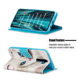 For Redmi Note 8/8 Pro Cellphone Cover Stand Function Wallet Design PU Leather Smartphone Shell Elegant Pattern Printed  Blue eyes cat