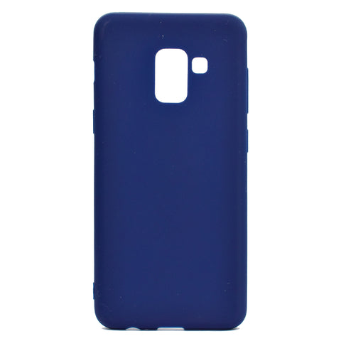 for Samsung A8 2018 Lovely Candy Color Matte TPU Anti-scratch Non-slip Protective Cover Back Case Navy