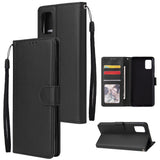 For Samsung A71 Phone Case PU Leather Shell All-round Protection Precise Cutout Wallet Design Cellphone Cover  Black