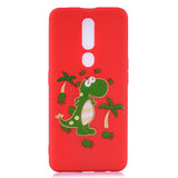 For OPPO F11 PRO Cartoon Lovely Coloured Painted Soft TPU Back Cover Non-slip Shockproof Full Protective Case with Lanyard red