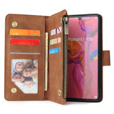 For HUAWEI P30 HUAWEI P30 lite HUAWEI P30 pro Multi-card Bracket Coin Wallet Zipper Mobile Phone PU Leather Phone Case  4 brown