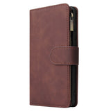 For HUAWEI P30 HUAWEI P30 lite HUAWEI P30 pro Multi-card Bracket Coin Wallet Zipper Mobile Phone PU Leather Phone Case  3 brown