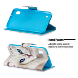 For Samsung A10/A20/A30 Smartphone Case PU Leather Wallet Design Cellphone Cover with Card Holder Stand Available Black white cat