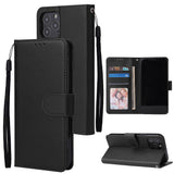 For Iphone 12 5.4 inch/6.1 inch/ 6.7 inch PU Leather Three-card Photo Frame Front Buckle Mobile Phone shell black