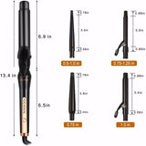 Curling Irons, O'Bella 5 in 1 Curling Wands, Metal Handle 0.5-1.25 Inch 5 Interchangeable Barrels, Hair Curler Set with Ceramic Tourmaline Coating, Dual Voltage, 5 Temp Setting for Any Hairstyle