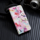 For Redmi Note 8/8 Pro Cellphone Cover Stand Function Wallet Design PU Leather Smartphone Shell Elegant Pattern Printed  Watercolor flower