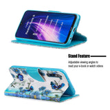 For Redmi Note 8/8 Pro Cellphone Cover Stand Function Wallet Design PU Leather Smartphone Shell Elegant Pattern Printed  Magic butterfly