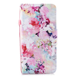 For Redmi Note 8/8 Pro Cellphone Cover Stand Function Wallet Design PU Leather Smartphone Shell Elegant Pattern Printed  Watercolor flower