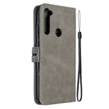 For Redmi Note 8T/Redmi 8/Redmi 8A Case Soft Leather Cover with Denim Texture Precise Cutouts Wallet Design Buckle Closure Smartphone Shell  gray