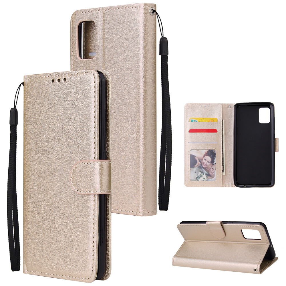 For Samsung A71 Phone Case PU Leather Shell All-round Protection Precise Cutout Wallet Design Cellphone Cover  Gold