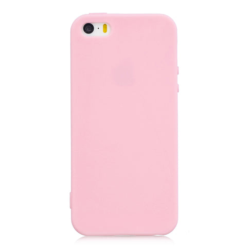 for iPhone 5/5S/SE Lovely Candy Color Matte TPU Anti-scratch Non-slip Protective Cover Back Case dark pink