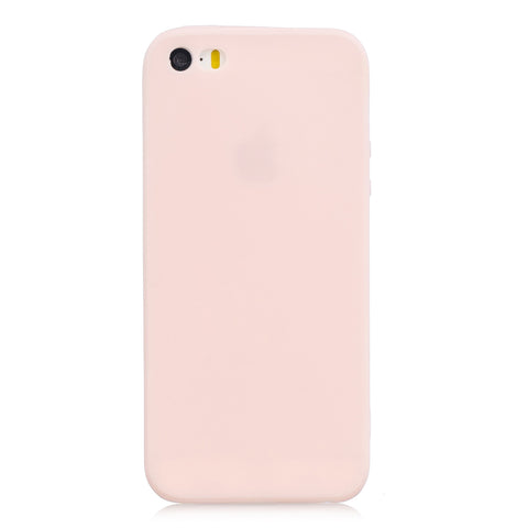 for iPhone 5/5S/SE Lovely Candy Color Matte TPU Anti-scratch Non-slip Protective Cover Back Case Light pink