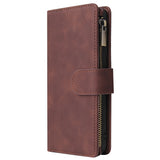 For HUAWEI P30 HUAWEI P30 lite HUAWEI P30 pro Multi-card Bracket Coin Wallet Zipper Mobile Phone PU Leather Phone Case  3 brown