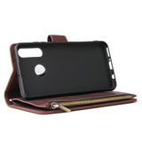 For HUAWEI P30 HUAWEI P30 lite HUAWEI P30 pro Multi-card Bracket Coin Wallet Zipper Mobile Phone PU Leather Phone Case  3 brown