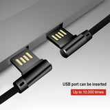 Double Elbow 90 Degree Micro USB Nylon 2.4A Fast Charging Data Transmission Cable Charger Adapter for Phone red