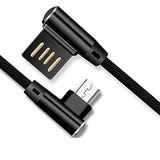 Double Elbow 90 Degree Micro USB Nylon 2.4A Fast Charging Data Transmission Cable Charger Adapter for Phone red
